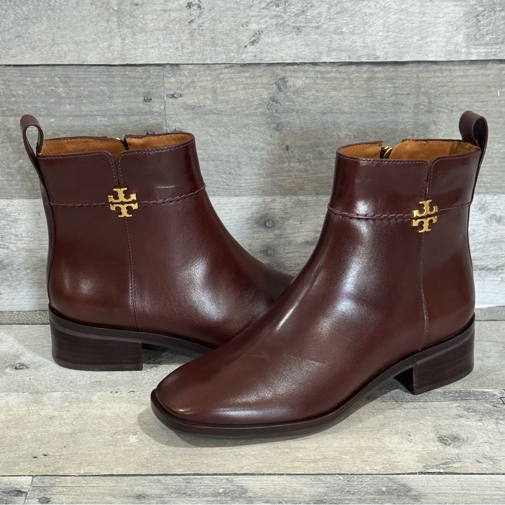 TORY BURCH Everly Flat Boots in Sierra Brown Leather - Sz - 5 .US